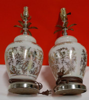 Two Vintage Painted Glass Lamps