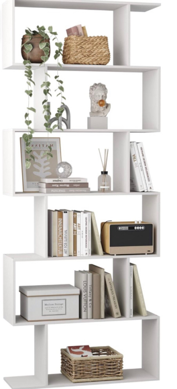 HOMEFORT Bookshelf,6-Tier S-Shaped Bookcase