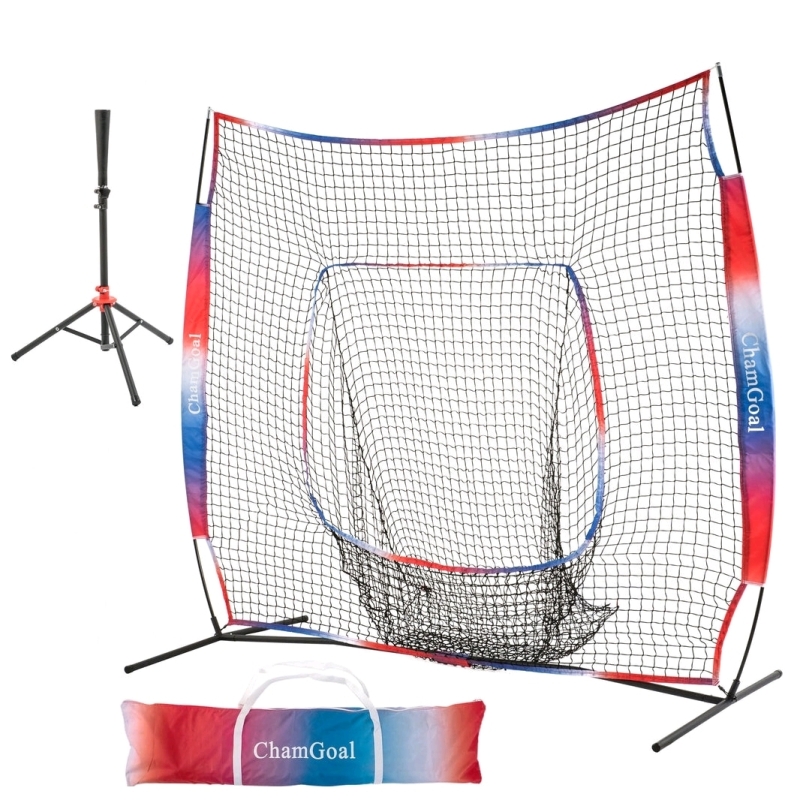 Changoal 7' x 7' Baseball Softball Combo - Net & Ball Tee with Travel Bag