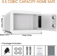 New - 0.5 Cubic Small Home Safe Fireproof / Waterproof with Digital Keypad , White