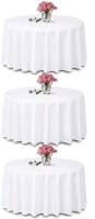 3 New Tanash White Round 120inch Tablecloth 100% Polyester Tablecloths for Wedding/Party