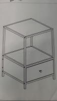 New Side Table / Cabinet - White & Gold Trim - 40x40x60cm