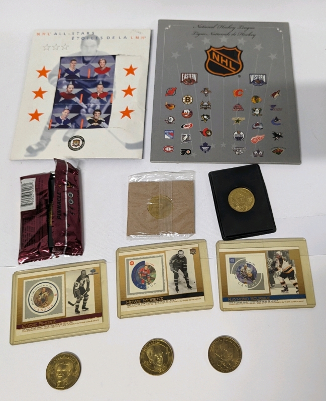 NHL Hockey Coins, Cards And Stamps.