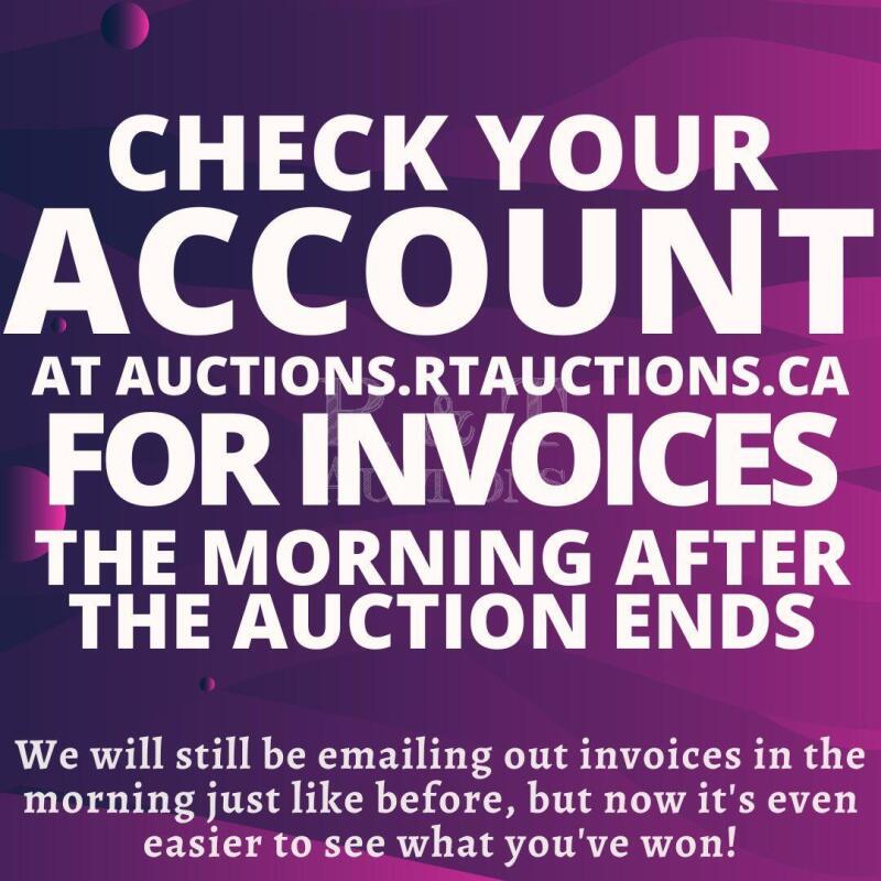Check Your User Account the Morning After This Auction Closes for Invoices!