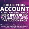 Check Your User Account the Morning After This Auction Closes for Invoices!