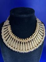 Egyptian Design Wide Statement Textured Necklace