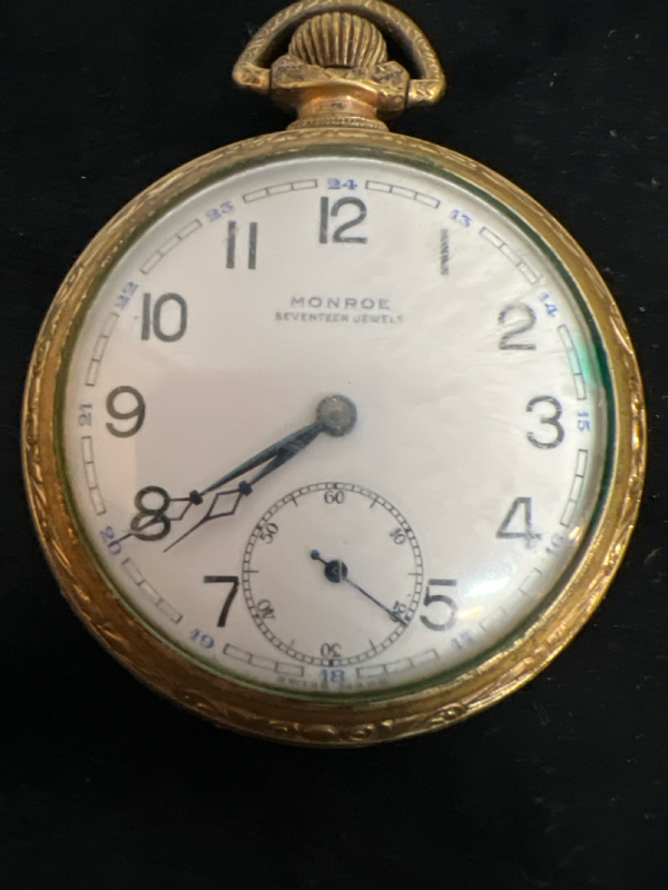 Vintage Monroe 17 Jewel Pocket Watch