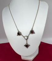 Garnet Pearl 925 Sterling Y Necklace