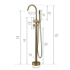 New - Freestanding Brushed Gold Tub Filler Bathtub Faucet with Handheld Shower - 6