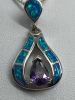 Opal inlay Pendant 925 Sterling Box Chain - 3