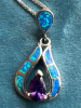 Opal inlay Pendant 925 Sterling Box Chain - 6