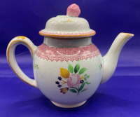 Handpainted Vintage Adams England Calyx Ware Flower Teapot 6" Tall