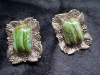 Repousse Brooch Matching Earrings Art glass - 4