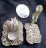 Repousse Brooch Matching Earrings Art glass - 5