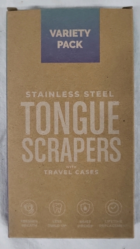 3 BOXES New Basic Concepts Variety Pack Tongue Scrapers - 2 Scrapers with Cases (6 total)