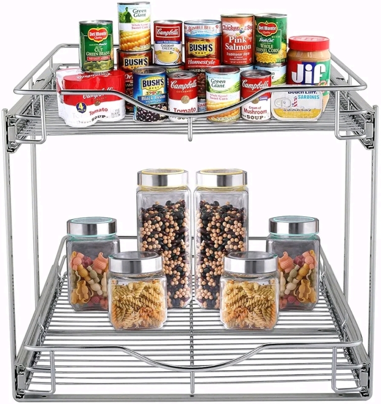 New - DINDON 2-Tier Pull Out Cabinet Organizer , Measures 9.5" W x 21" D