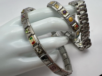 Stainless Steel 3 Bracelets Charms 18K gold accent