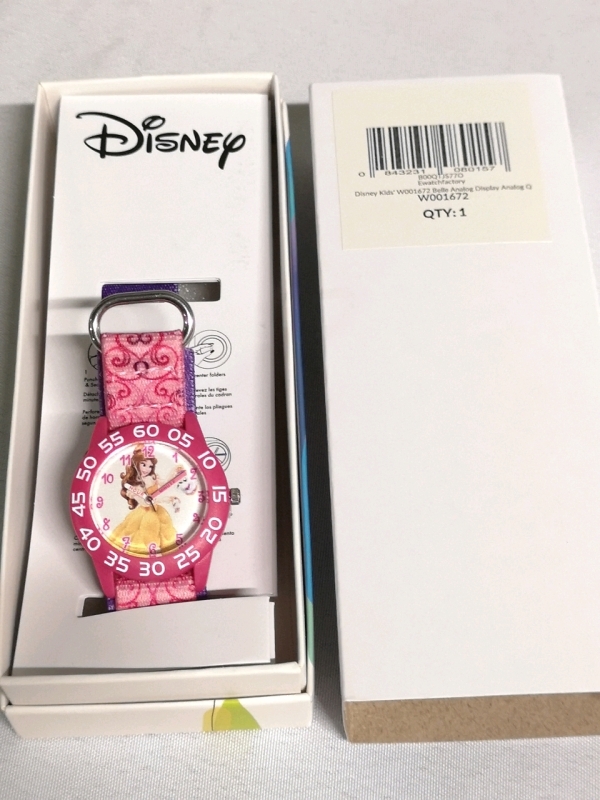 New DISNEY Belle Kids' Plastic Time Teacher Analog Quartz Watch