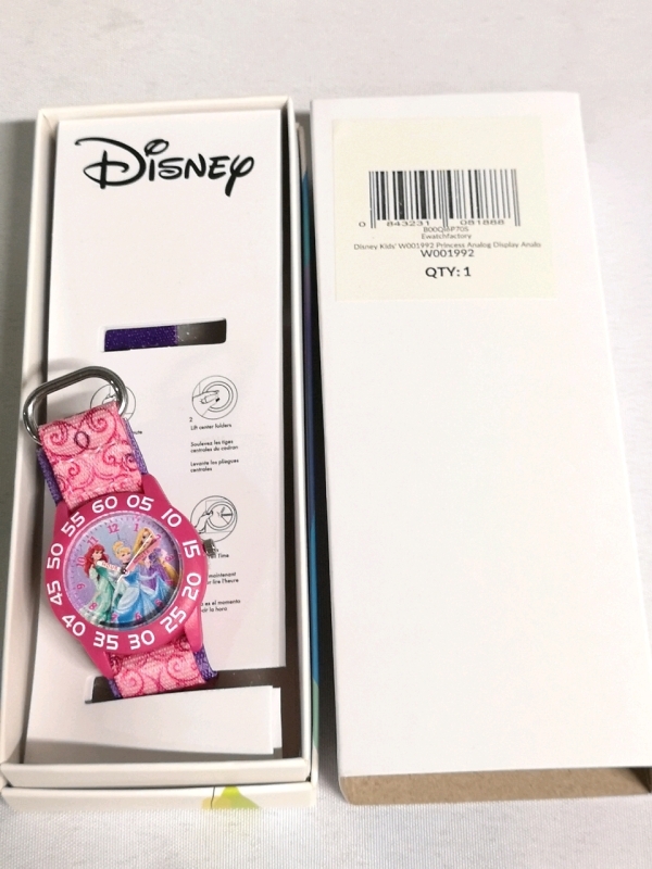 New DISNEY Princesses Kids' Plastic Time Teacher Analog Quartz Watch