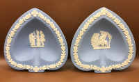 2 Wedgwood England Blue Jasperware Spade Dishes 5.5 inches wide