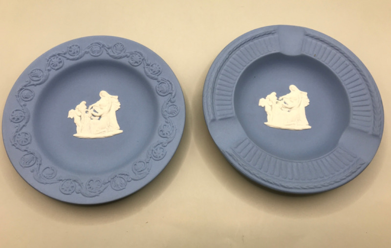 Wedgwood England Blue Jasperware Round Dish & Ashtray 4 inches wide