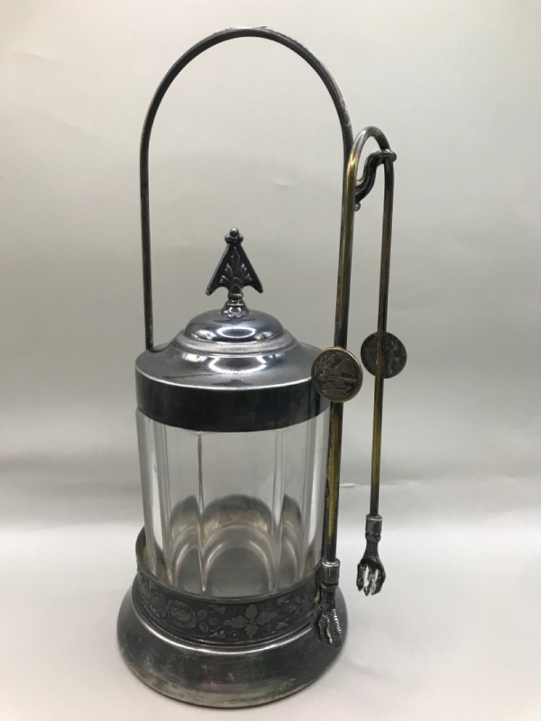 Antique Victorian Silverplate Pickle Castor 10 inches tall
