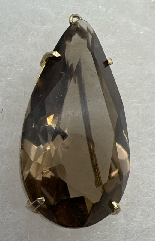 Faceted Elongated Teardrop Smoky Quartz Pendant