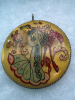 Mid Century Celluloid Hand Painted Reversible Pendant - 2