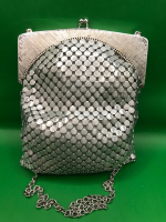 Vintage Mesh Silver Evening Purse Whiting & Davis Bag made in USA 5 x 7 inches