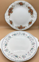 2 PARAGON England Cake Plates Florabella & Elizabeth Rose 10 inches wide