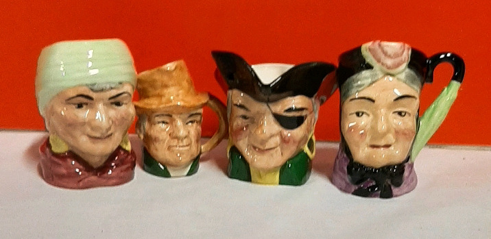 Four Vintage Artone of England Hand Painted Character Mugs