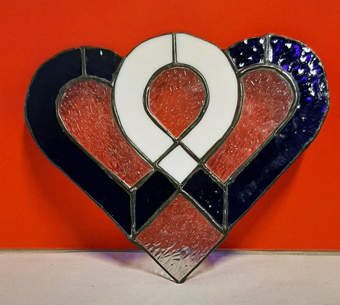 Vintage Stained Glass Heart Sun Catcher