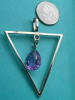 925 Sterling Silver Amethyst Modernist Triangle Pendant - 2