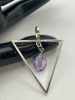 925 Sterling Silver Amethyst Modernist Triangle Pendant - 5