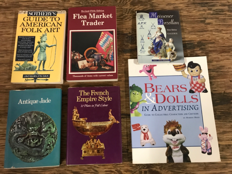 6 Books French Empire Style Antique Jade Flea Market Finder Bears & Dolls in Advertising Sotheby’s Guide to American Folk Art Meissenger Porzellan