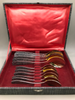 Vintage Russian Silverplate Soup & Teaspoons Set of 11 in case