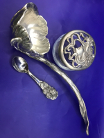 Seagull Pewter Ladle 11 in small Spoon with Berries 4.5 in Potpurri Holder 3 inches tall