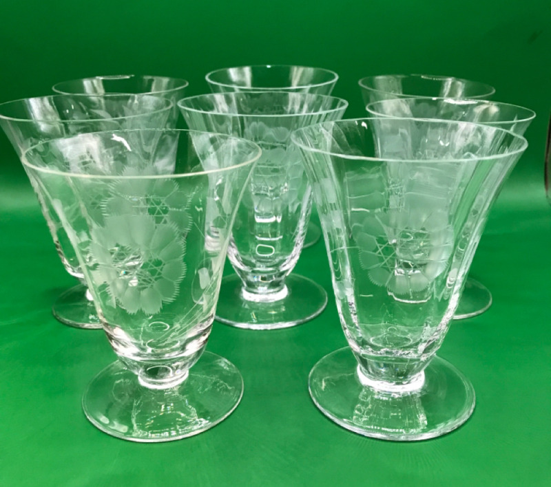 8 Hughes Cornflower Footed Tumblers 4 inches tall