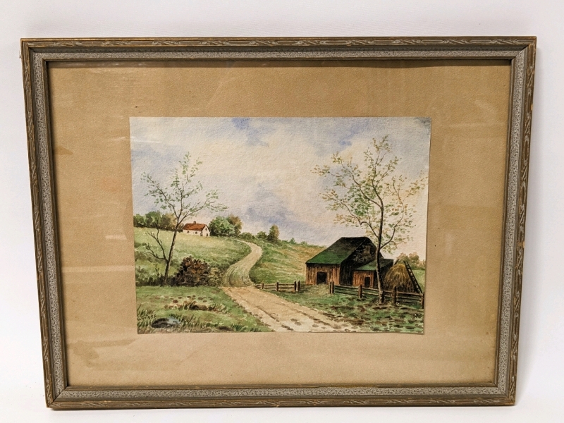 Antique Watercolor Signed H Griggs