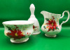 Royal Albert England Poinsettia Crean Sugar & Bell 2 to 4.5 inches tall