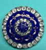 Antique Paste Rhinestone Blue Enamel Brooch