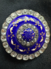 Antique Paste Rhinestone Blue Enamel Brooch - 3