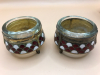 2 Vintage Russian Silverplate & Enamel Open Salts & Russian Communist Era Silverplate & Enamel Open Salt 1.5 inches tall - 2