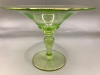 Antique Vaseline Glass Pedestal Dish 5 inches tall - 2