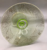 Antique Vaseline Glass Pedestal Dish 5 inches tall - 4