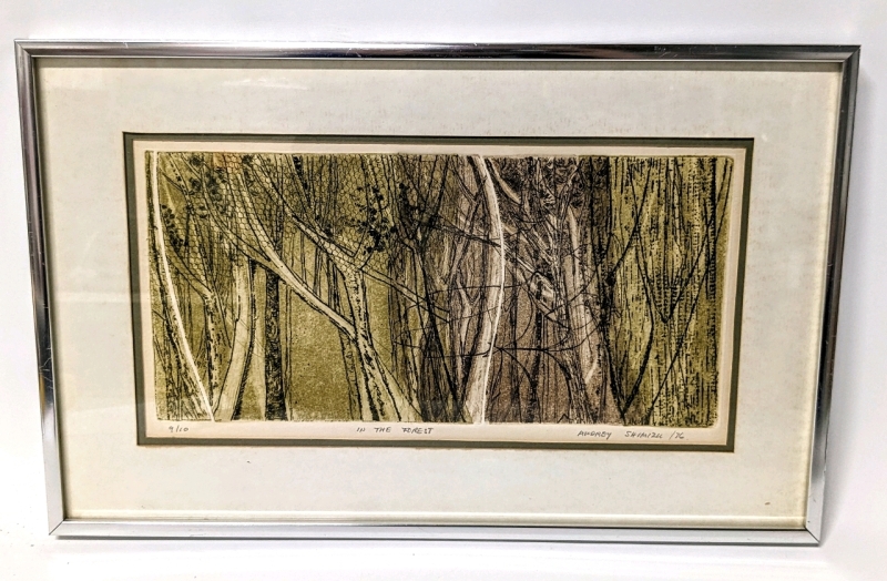 " In The Forest " Etching by Audrey Shimizu Dated 1976