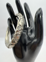 Silver Repousse Bangle Bracelet Gentle Rattling