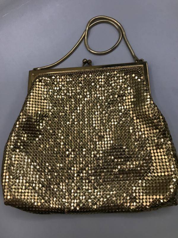 Antique Whiting & Davis Gold Mesh Purse Made in USA 6.5 x 6 inches