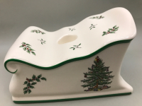 SPODE England Christmas Tree Sled Candle Holder 6 x 4 x 4 inches