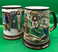 2 Beswick England Dickens Christmas Carol Mugs 5 inch tall